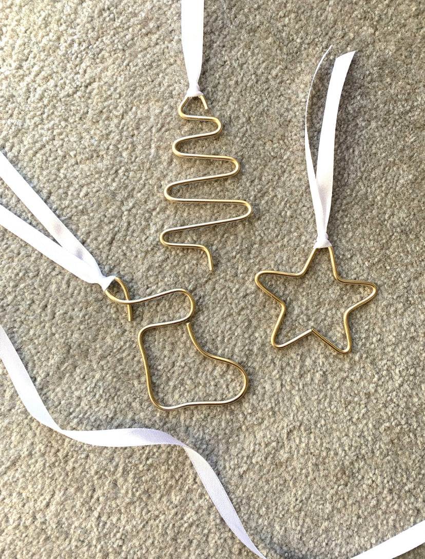 Set of Three Wire Hanging Baubles