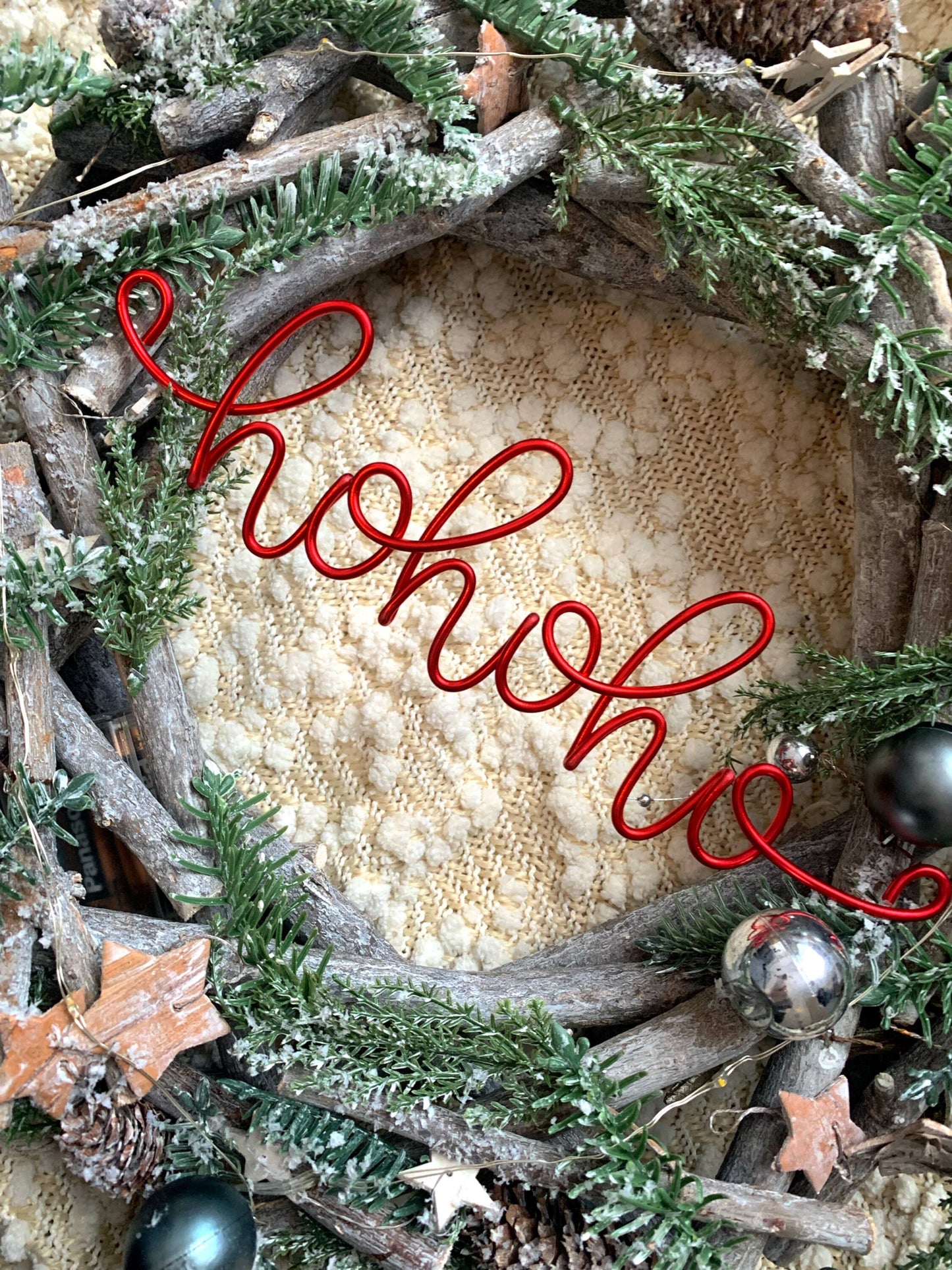 Wreath Wire Words - HoHoHo - Let it Snow - Merry Christmas - Blessed