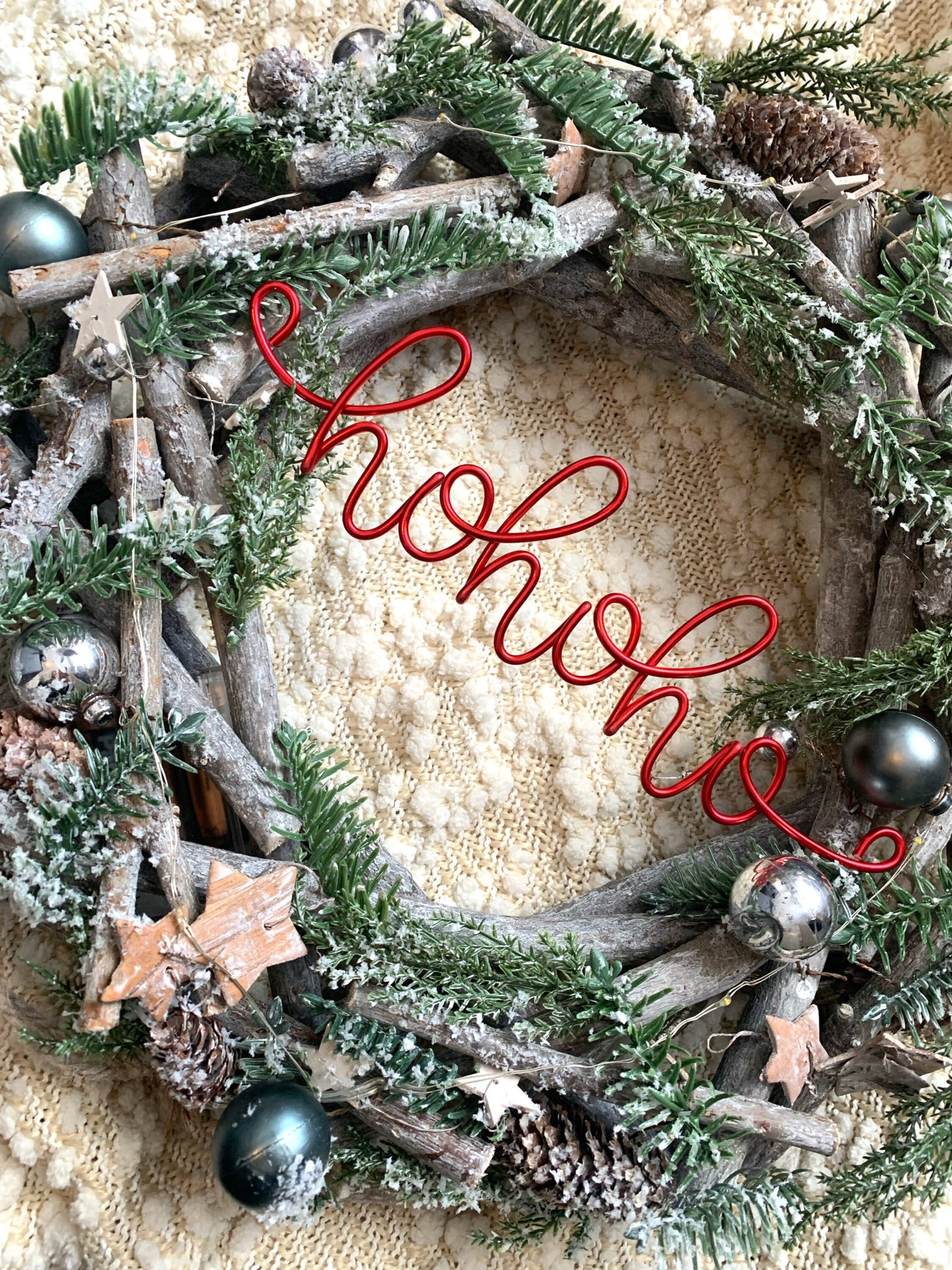 Wreath Wire Words - HoHoHo - Let it Snow - Merry Christmas - Blessed